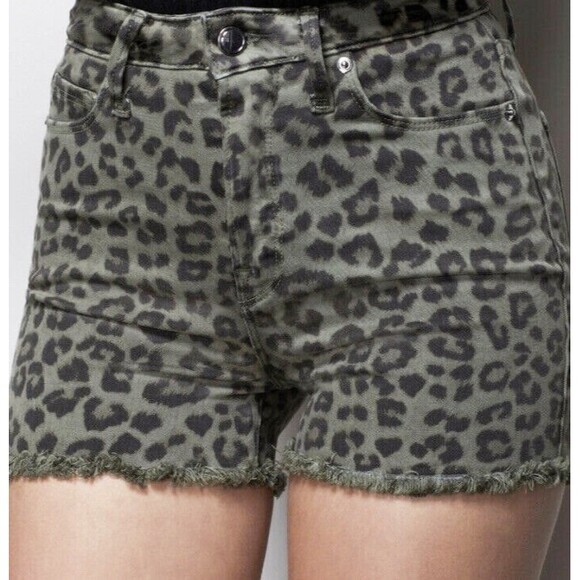 Good American Leopard Short Shorts Womens 2/26 Brown Fringe Hem Zip Fly NWT - Picture 11 of 11